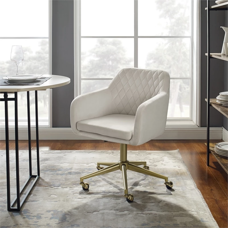 Discount 🌟 Riverbay Furniture Upholstered Quilted Office Chair In Off White 💯 5 Discount 🌟 Riverbay Furniture Upholstered Quilted Office Chair In Off White 💯 - Image 3