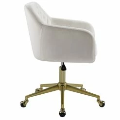 Discount 🌟 Riverbay Furniture Upholstered Quilted Office Chair In Off White 💯 18 Discount 🌟 Riverbay Furniture Upholstered Quilted Office Chair In Off White 💯 -Deals Writing Desks Store 2118698 4 L