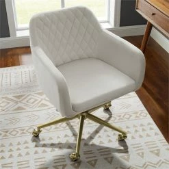 Discount 🌟 Riverbay Furniture Upholstered Quilted Office Chair In Off White 💯 23 Discount 🌟 Riverbay Furniture Upholstered Quilted Office Chair In Off White 💯 -Deals Writing Desks Store 2118698 9 L