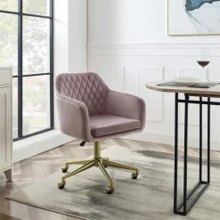 New 🥰 Riverbay Furniture Upholstered Quilted Office Chair In Pink ⭐ 15 New 🥰 Riverbay Furniture Upholstered Quilted Office Chair In Pink ⭐ -Deals Writing Desks Store 2118699 10 L