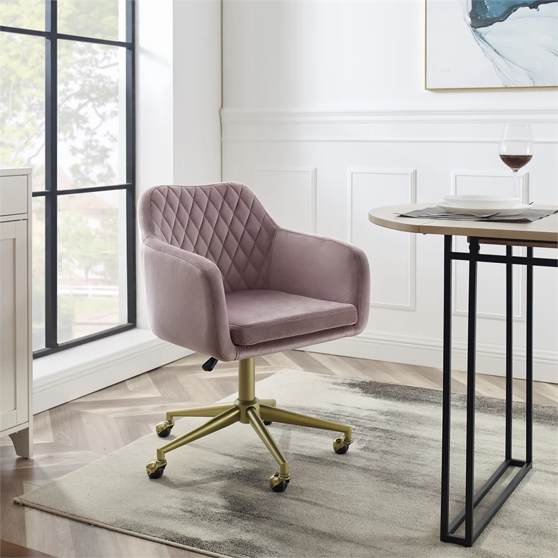 New 🥰 Riverbay Furniture Upholstered Quilted Office Chair In Pink ⭐ 5 New 🥰 Riverbay Furniture Upholstered Quilted Office Chair In Pink ⭐ - Image 3