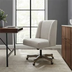 Best reviews of 💯 Riverbay Furniture Upholstered Swivel Office Chair In Natural Linen 👏 -Deals Writing Desks Store 2118825 9 L