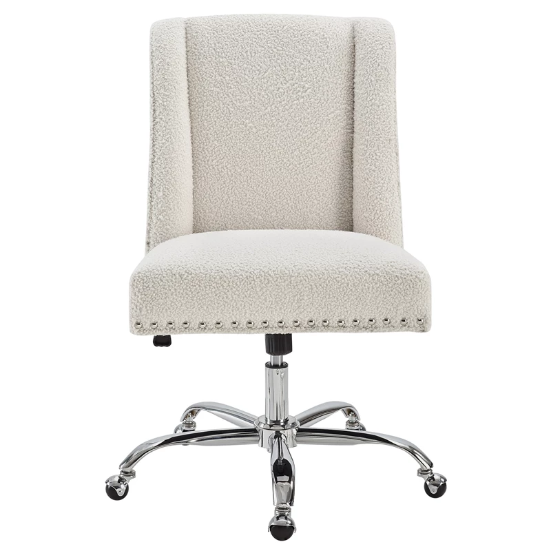 Discount ✨ Riverbay Furniture Upholstered Swivel Office Chair In Cream Sherpa 🎁 4 Discount ✨ Riverbay Furniture Upholstered Swivel Office Chair In Cream Sherpa 🎁 - Image 2