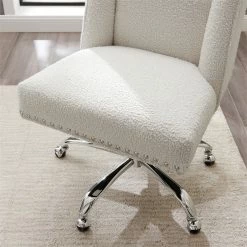 Discount ✨ Riverbay Furniture Upholstered Swivel Office Chair In Cream Sherpa 🎁 19 Discount ✨ Riverbay Furniture Upholstered Swivel Office Chair In Cream Sherpa 🎁 -Deals Writing Desks Store 2118826 7 L