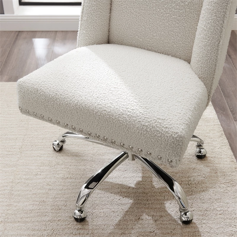 Discount ✨ Riverbay Furniture Upholstered Swivel Office Chair In Cream Sherpa 🎁 10 Discount ✨ Riverbay Furniture Upholstered Swivel Office Chair In Cream Sherpa 🎁 - Image 8