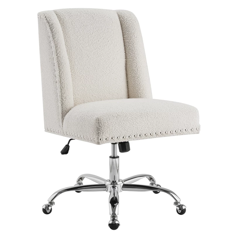 Discount ✨ Riverbay Furniture Upholstered Swivel Office Chair In Cream Sherpa 🎁 3 Discount ✨ Riverbay Furniture Upholstered Swivel Office Chair In Cream Sherpa 🎁