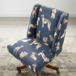 Flash Sale 🎁 Riverbay Furniture 🐕 Dog Wood Upholstered Office Chair In Blue 💯 -Deals Writing Desks Store 2118830 11 L