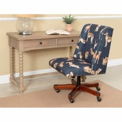 Flash Sale 🎁 Riverbay Furniture 🐕 Dog Wood Upholstered Office Chair In Blue 💯 -Deals Writing Desks Store 2118830 12 L