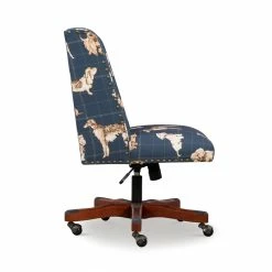 Flash Sale 🎁 Riverbay Furniture 🐕 Dog Wood Upholstered Office Chair In Blue 💯 -Deals Writing Desks Store 2118830 3 L