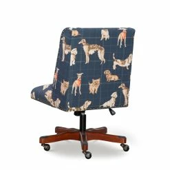 Flash Sale 🎁 Riverbay Furniture 🐕 Dog Wood Upholstered Office Chair In Blue 💯 -Deals Writing Desks Store 2118830 4 L