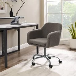 Best deal 🥰 Riverbay Furniture Metal Upholstered Office Chair In Gray ⭐ -Deals Writing Desks Store 2118857 7 L