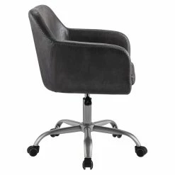 Best Sale 😍 Riverbay Furniture Metal Upholstered Office Chair In Charcoal 🤩 -Deals Writing Desks Store 2118858 4 L