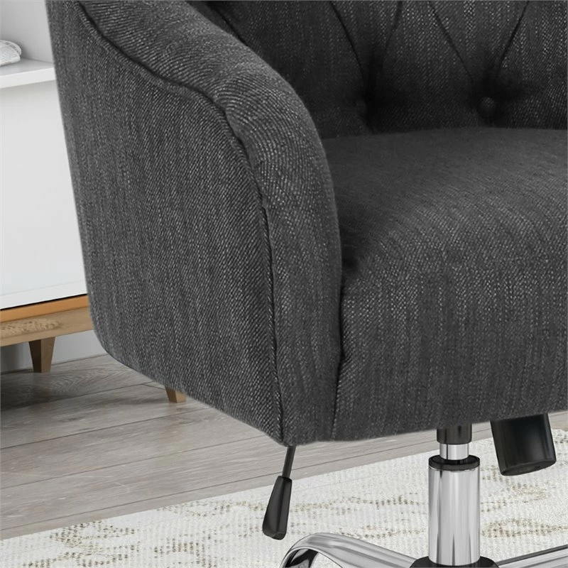 Outlet 😀 Noble House Barbour Tufted Home Office Swivel Chair In Charcoal 💯 6 Outlet 😀 Noble House Barbour Tufted Home Office Swivel Chair In Charcoal 💯 - Image 4