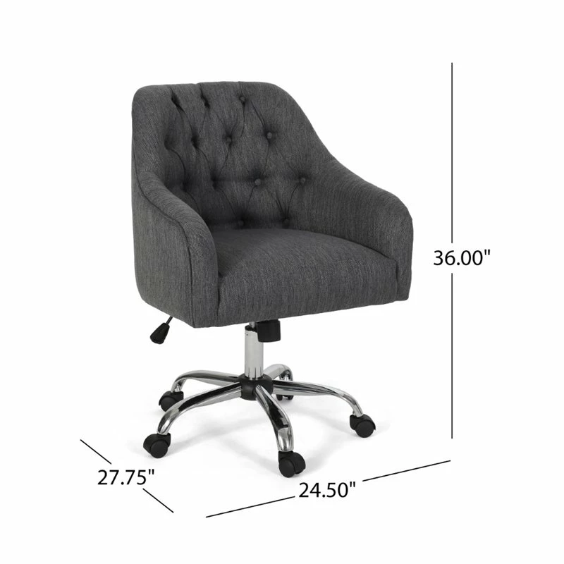 Outlet 😀 Noble House Barbour Tufted Home Office Swivel Chair In Charcoal 💯 8 Outlet 😀 Noble House Barbour Tufted Home Office Swivel Chair In Charcoal 💯 - Image 6