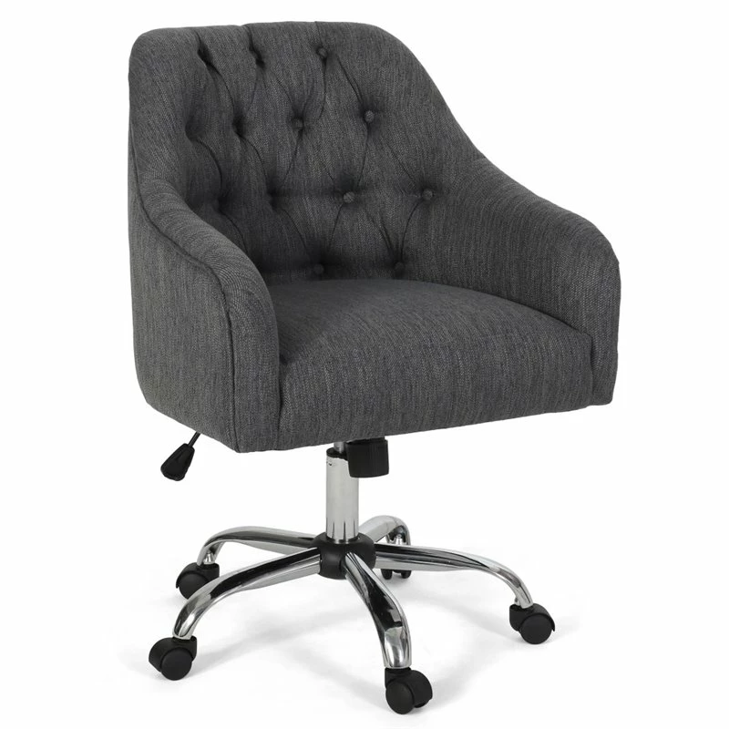 Outlet 😀 Noble House Barbour Tufted Home Office Swivel Chair In Charcoal 💯 3 Outlet 😀 Noble House Barbour Tufted Home Office Swivel Chair In Charcoal 💯