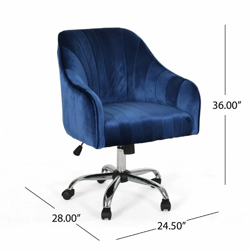 New 🛒 Noble House Channeled Glam Velvet Home Office Swivel Chair In Navy Blue ⭐ 9 New 🛒 Noble House Channeled Glam Velvet Home Office Swivel Chair In Navy Blue ⭐ - Image 7
