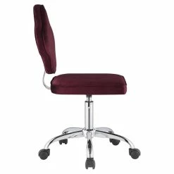 Best Pirce 🛒 ACME Furniture ACME Clover Velvet Upholstered Armless Office Chair With Swivel Seat In Red 🥰 -Deals Writing Desks Store 2124376 11 L