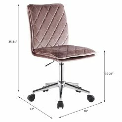 Outlet 🎁 ACME Furniture ACME Aestris Tufted Velvet Armless Office Chair With Swivel Seat In Pink 🎁 -Deals Writing Desks Store 2124378 13 L