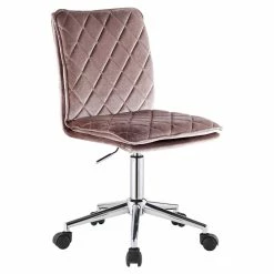 Outlet 🎁 ACME Furniture ACME Aestris Tufted Velvet Armless Office Chair With Swivel Seat In Pink 🎁 -Deals Writing Desks Store 2124378 9 L