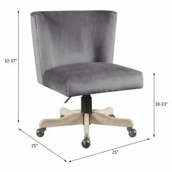 New ✔️ ACME Furniture ACME Cliasca Velvet Upholstered Armless Office Chair With Swivel Seat In Gray 🎉 -Deals Writing Desks Store 2124379 13 L