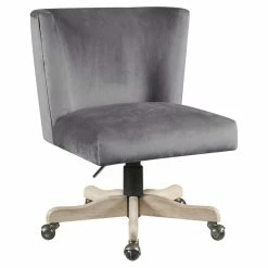 New ✔️ ACME Furniture ACME Cliasca Velvet Upholstered Armless Office Chair With Swivel Seat In Gray 🎉 -Deals Writing Desks Store 2124379 9 L