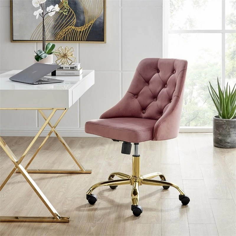 Coupon 👏 Modway Distinct Performance Velvet Tufted Office Swivel Chair In Gold And Rose ⌛ 4 Coupon 👏 Modway Distinct Performance Velvet Tufted Office Swivel Chair In Gold And Rose ⌛ - Image 2