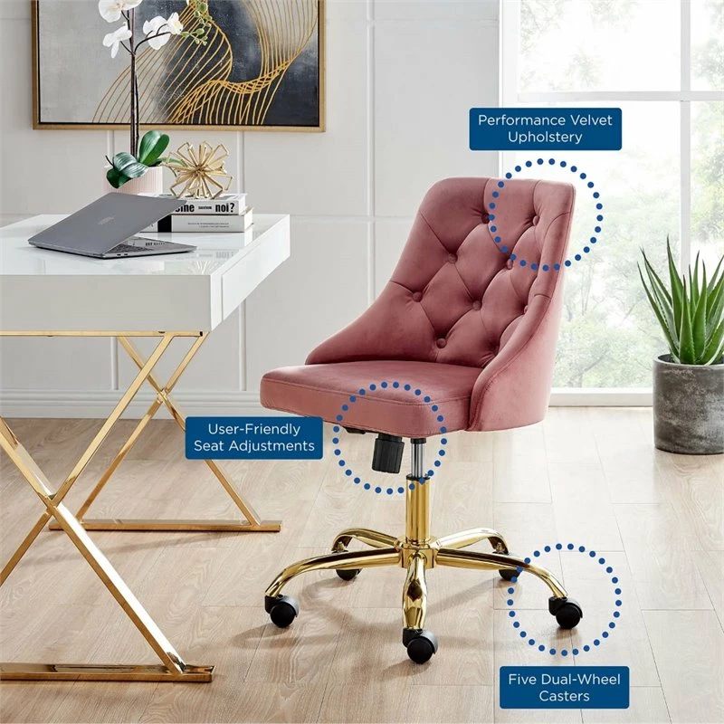 Coupon 👏 Modway Distinct Performance Velvet Tufted Office Swivel Chair In Gold And Rose ⌛ 11 Coupon 👏 Modway Distinct Performance Velvet Tufted Office Swivel Chair In Gold And Rose ⌛ - Image 9