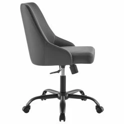 Deals 😍 Modway Designate Faux Leather Upholstered Office Swivel Chair In Black And Gray 🔔 -Deals Writing Desks Store 2127342 3 L