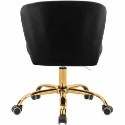 Budget 🤩 Meridian Furniture Finley Swivel Adjustable Black Velvet And Gold Office Chair 🤩 -Deals Writing Desks Store 2129589 2 L