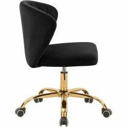 Budget 🤩 Meridian Furniture Finley Swivel Adjustable Black Velvet And Gold Office Chair 🤩 -Deals Writing Desks Store 2129589 7 L