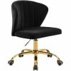 Budget 🤩 Meridian Furniture Finley Swivel Adjustable Black Velvet And Gold Office Chair 🤩 -Deals Writing Desks Store 2129589 L