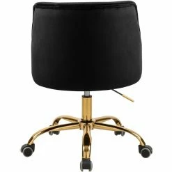 Best Pirce 👍 Meridian Furniture Arden Swivel Adjustable Black Velvet And Gold Office Chair 👍 -Deals Writing Desks Store 2129608 2 L