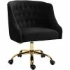 Best Pirce 👍 Meridian Furniture Arden Swivel Adjustable Black Velvet And Gold Office Chair 👍 -Deals Writing Desks Store 2129608 3 L