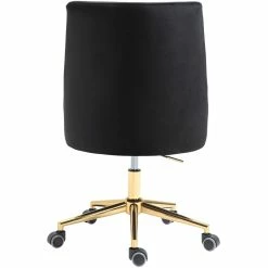 Best deal 🔔 Meridian Furniture Karina Swivel Adjustable Black Velvet And Gold Office Chair 😉 -Deals Writing Desks Store 2129616 11 L