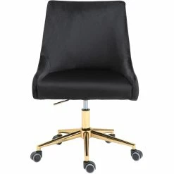 Best deal 🔔 Meridian Furniture Karina Swivel Adjustable Black Velvet And Gold Office Chair 😉 -Deals Writing Desks Store 2129616 12 L