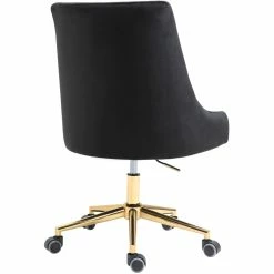 Best deal 🔔 Meridian Furniture Karina Swivel Adjustable Black Velvet And Gold Office Chair 😉 -Deals Writing Desks Store 2129616 14 L