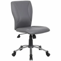 Budget ⭐ Boss Office Products Boss Office Tiffany Faux Leather Upholstered Office Swivel Chair In Gray ⭐