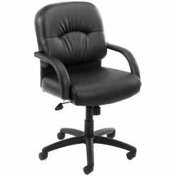 Deals ✔️ Boss Office Products Boss Office Mid Back Faux Leather Tufted Spring Tilt Executive Chair In Black 🛒