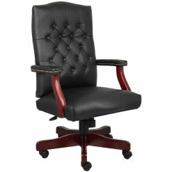 Buy 🛒 Boss Office Products Boss Office Traditional High Back Faux Leather Tufted Executive Chair In Black 😀