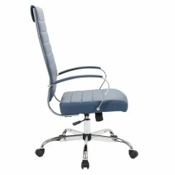 Promo 💯 LeisureMod Benmar High-Back Mid-Century Modern Leather Office Chair In Navy Blue 😉 -Deals Writing Desks Store 2142212 2 L