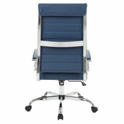 Promo 💯 LeisureMod Benmar High-Back Mid-Century Modern Leather Office Chair In Navy Blue 😉 -Deals Writing Desks Store 2142212 4 L