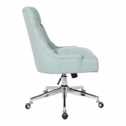 Cheap 👍 OSP Home Furnishings Amelia Office Chair In Mint Blue Fabric With Chrome Base 🌟 -Deals Writing Desks Store 2155724 3 L