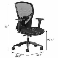 New 🔥 Bowery Hill 22.5" Modern Metal And Fabric Mesh High-Back Task Chair In Black 🔔 -Deals Writing Desks Store 2155731 2 L