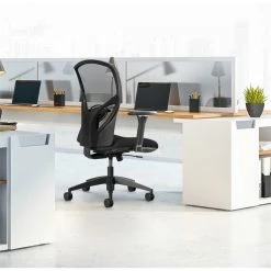 New 🔥 Bowery Hill 22.5" Modern Metal And Fabric Mesh High-Back Task Chair In Black 🔔 -Deals Writing Desks Store 2155731 3 L
