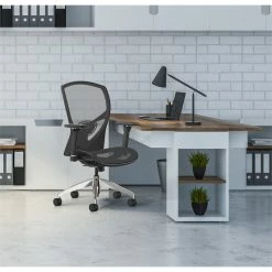 Best reviews of 👏 Bowery Hill 22" Modern Metal And Fabric Mesh High-Back Executive Chair In Black 🎉 -Deals Writing Desks Store 2155737 3 L