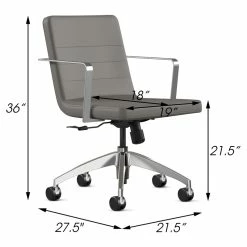 Cheap 🛒 Bowery Hill 21.5" Modern Metal And Fabric Task Chair With Wraparound Arms In Ash 🛒 -Deals Writing Desks Store 2155738 3 L