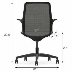Promo 🛒 Bowery Hill 20" Modern Metal And Fabric All Mesh Task Chair In Black ⭐ -Deals Writing Desks Store 2155768 1 L