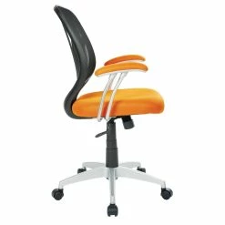 New 🎁 OSP Home Furnishings Screen Back Chair With Orange Mesh Fabric And Silver 🧥 Coated Arms And Base 🎁 -Deals Writing Desks Store 2157898 3 L