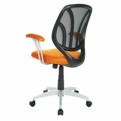 New 🎁 OSP Home Furnishings Screen Back Chair With Orange Mesh Fabric And Silver 🧥 Coated Arms And Base 🎁 -Deals Writing Desks Store 2157898 5 L