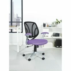Budget ✨ OSP Home Furnishings Screen Back Chair With Purple Mesh Fabric And Silver 🧥 Coated Arms And Base 👍 -Deals Writing Desks Store 2157901 1 L